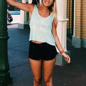 American Eagle Black Denim Ripped Shorts Sz 4